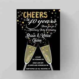 Cheers Bubbly Anniversary Flat Invitation